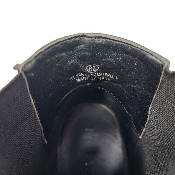 Liliana Pearl Studded High Heel Boots Faux Leather Pointed Toe Black Size 8.5 - Picture 9 of 9